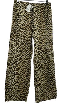 Nové - Dámské černo-béžové leopardí palazzo kalhoty H&M