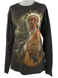 Pánské hnědé triko s indiánem Atlas vel. 3XL