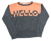 Lososovo-sivý ľahký crop sveter s nápisom GAP