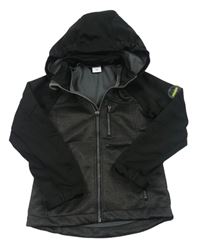 Černo-šedá softshellová bunda s kapucí Pocopiano