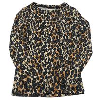 Bílo-oranžovo-černé žebrované triko s leopardím vzorem Next