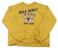 Horčicová mikina s leopardom H&M