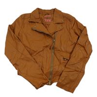 Hrdzavá koženková crop bunda Y.F.K.