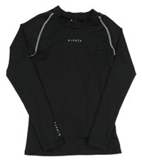 Čierne športové funkčné tričko s logom Kipsta