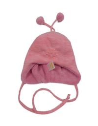 Ružová fleecová čapica s vločkou Pusblu