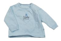 Svetlomodrý sveter s nápisom a medvedíkom Little nutmeg