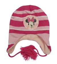 Růžová pruhovaná čepice s Minnie
