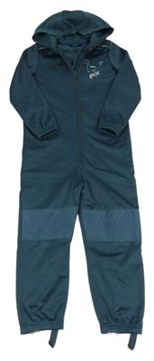 Tmavomodrá softshellová kombinéza a dinosaurem a kapucňou Lupilu