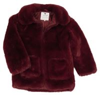 Vínová kožešinová podšitá bunda F&F