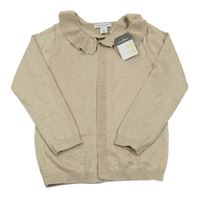 Nové - Béžový třpytivý propínací svetr s volánkem Primark