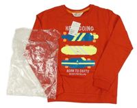Nové - Červená mikina se skateboardy z flitrů H&M