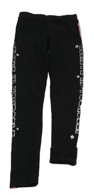 Čierno-ružové teplákové legíny s nápisom Primark