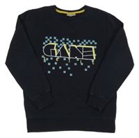 Tmavomodrá mikina s nápisom