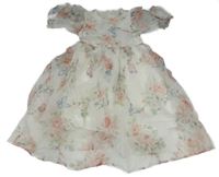 Biele tylové šaty s kvetinami Shein