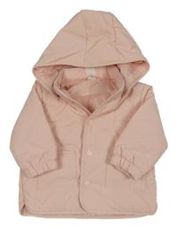 Růžová šusťáková zateplená bunda s kapucí H&M