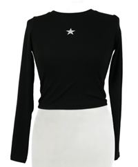 Dámské černé žebrované crop triko s hvězdou Dazy