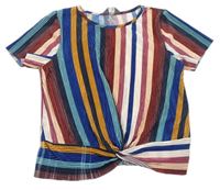 Farebné pruhované plisované crop tričko Primark