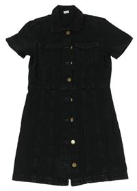 Čierne rifľové košeľové šaty Next