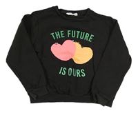 Antracitová mikina s překlápěcími flitre H&M