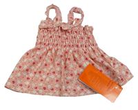 Světlerůžový květovaný plavkový top s jahodami Mothercare