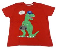 Červené tričko s dinosaurom Rebel