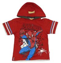 Červené tričko se Spidermanem a kapucí Marvel