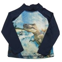 Tmavo-svetlomodré UV tričko s dinosaurom