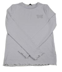 Lila-bílé pruhované žebrované triko s kamínky George