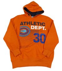 Oranžová mikina s nápisom a kapucňou Yigga