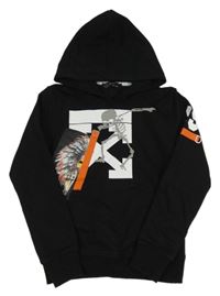 Černá mikina s kostrou a kapucí 