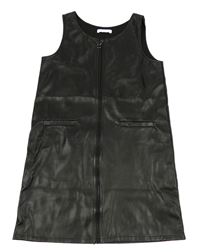 Čierne koženkové prepínaci šaty s vreckami Primark