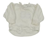 Biela zamatová mikina s medvedíkmi a golierikom C&A