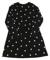 Černé puntíkaté teplákové šaty H&M