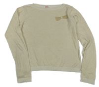 Béžový trblietavý sveter s mašlou