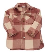 Světle-tmavorůžová kostkovaná košilová bunda H&M