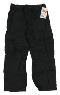 Nové - černé plátěné cargo rolovací kalhoty H&M