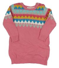 Ružovo-farebné vzorované pletené šaty Minoti