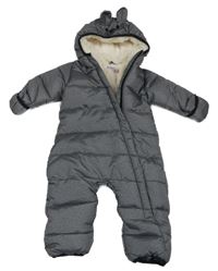 Šedá melírovaná šusťáková zimní kombinéza s kapucí Lily & Dan