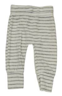 Bielo-sivé pruhované zamatové tepláky Mothercare