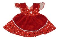 Červené sametovo/plátěné šaty so srdiečkami