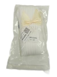 Nové - Bílé žebrované punčocháče s mašlí 