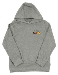 Sivá mikina s nápisom a kapucňou