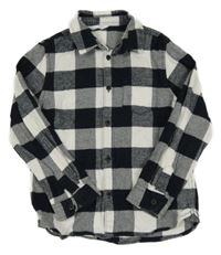 Čierno-biela kockovaná flanelová košeľa M&S
