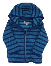 Modrá pruhovaná pletená propínací mikina s kapucí Impidimpi