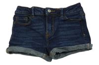 Tmavomodré rifľové kraťasy Manor