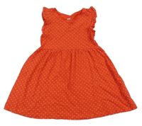 Červené bodkovaná é bavlnené šaty s volánikmi H&M