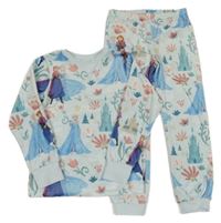Světlemodré květované plyšové pyžamo - Ledové království George