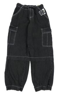 Nové - Čierne široké cuff rifle s vreckami