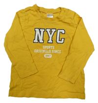 Hořčivové tričko s nápisom H&M