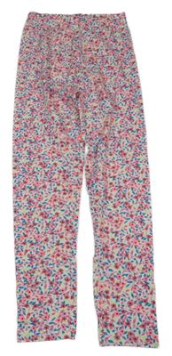 Bílo-modro-neonově růžové květované legíny Dunnes